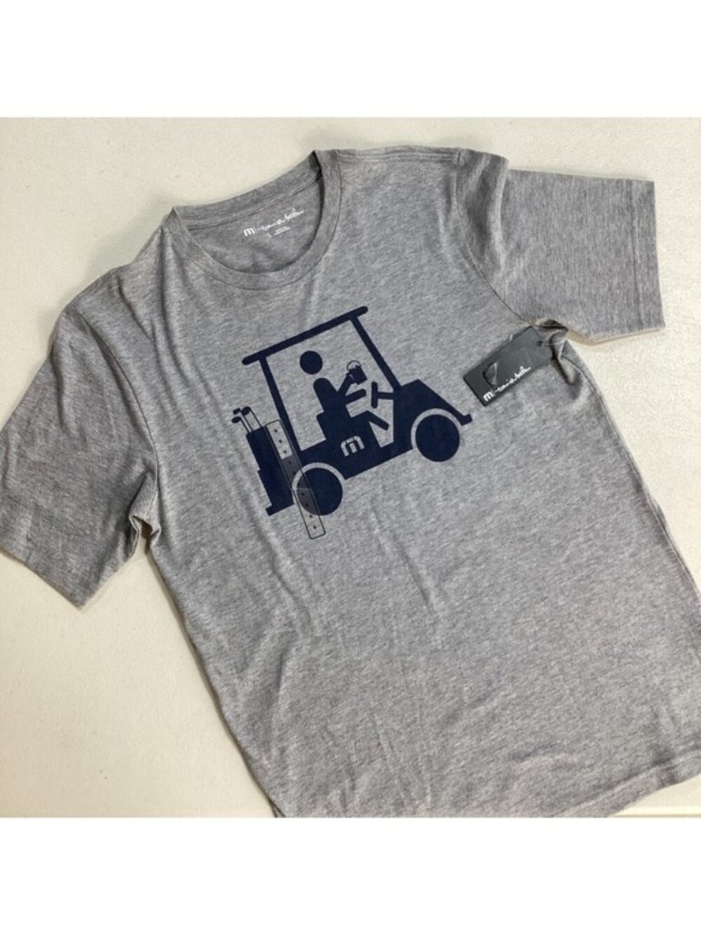 Travis Mathew T-Shirt Men's‎ S Grey Race You Crew Graphic Golf Cart Short Sleeve